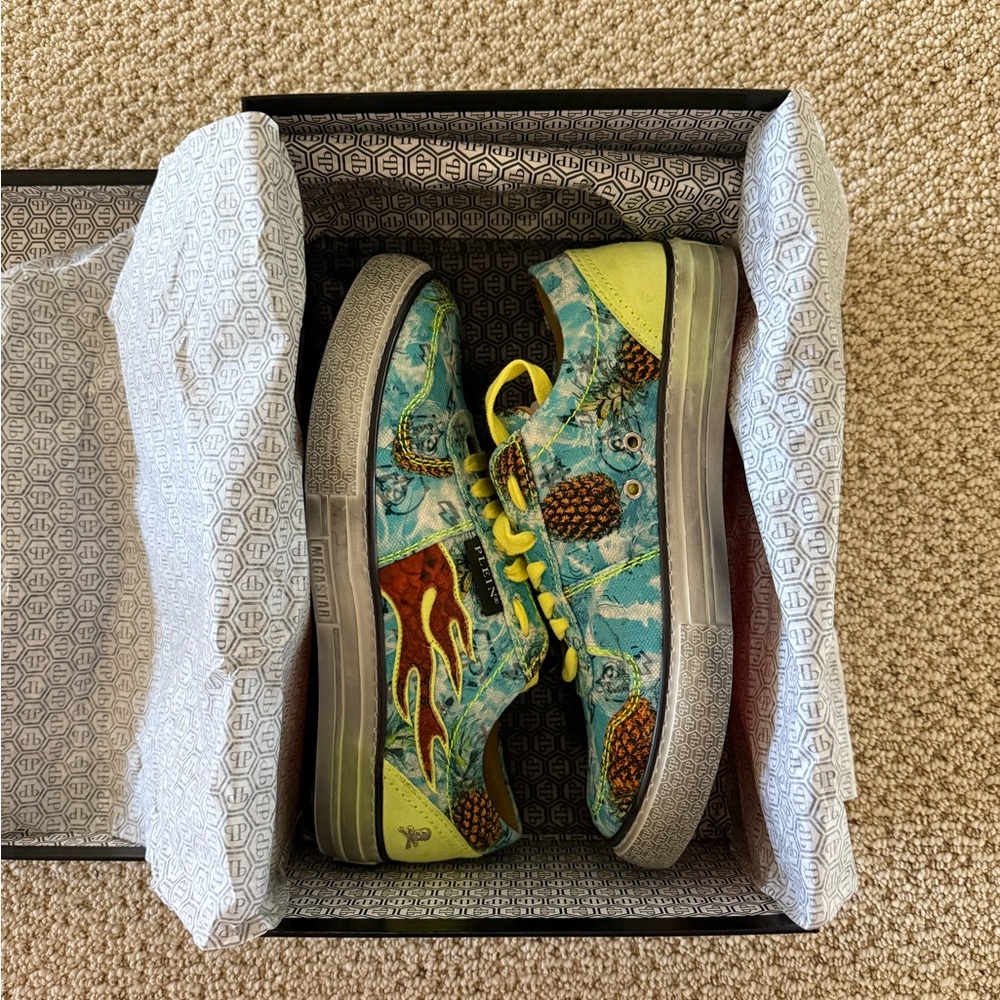 NEW Philipp Plein Flame Print Lo-Top Sneakers Size 41 IT | 8 US - Picture 6 of 9